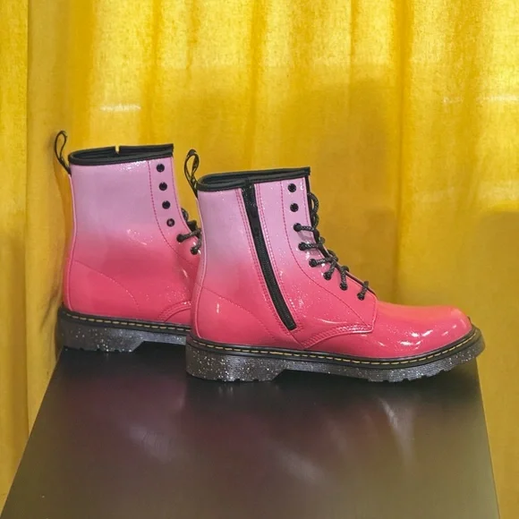 Dr. Martens Shimmering Pink Boots with Black Laces - Picture 4 of 7